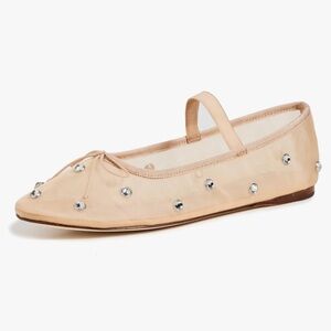 Clear crystal tulle ballet flats, 7.5